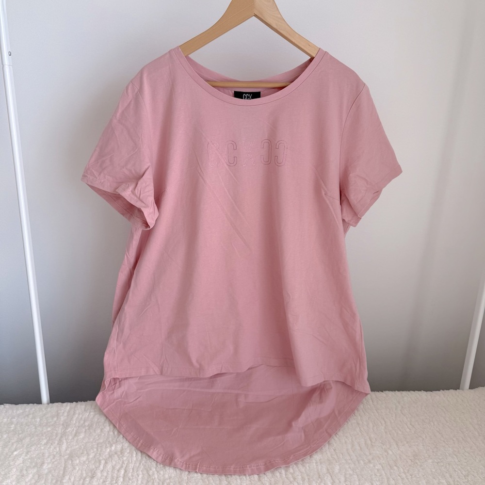 CCX Tee Allison Asymmetrical T-shirt, Crew Neck, High Low Hem, Pink, Women's M